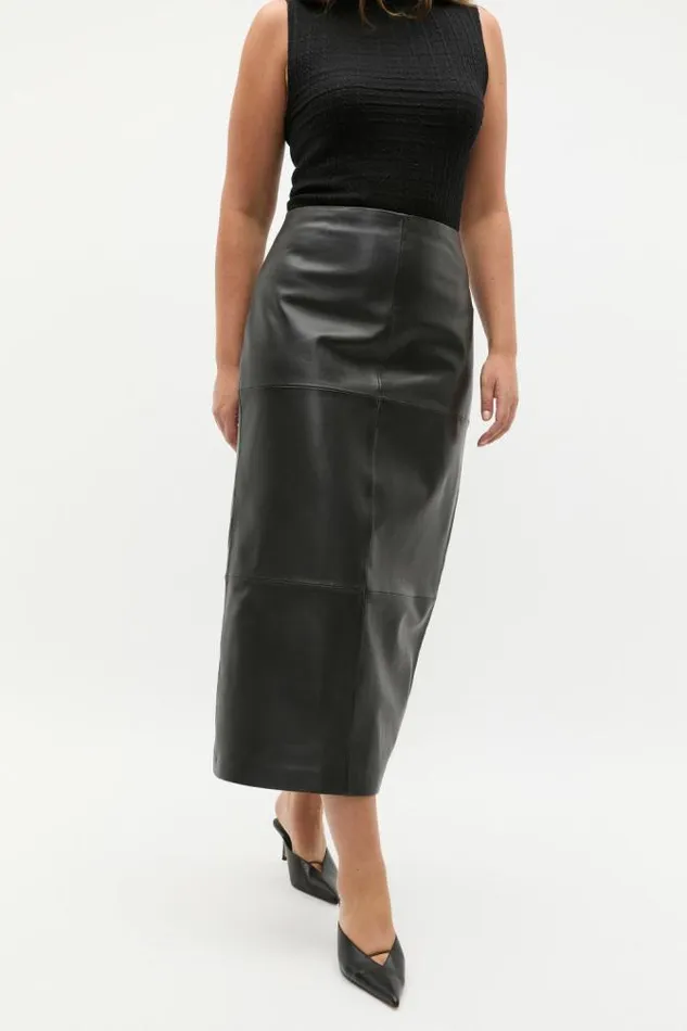 Women Skirts Seed Heritage Leather Column Skirt Black