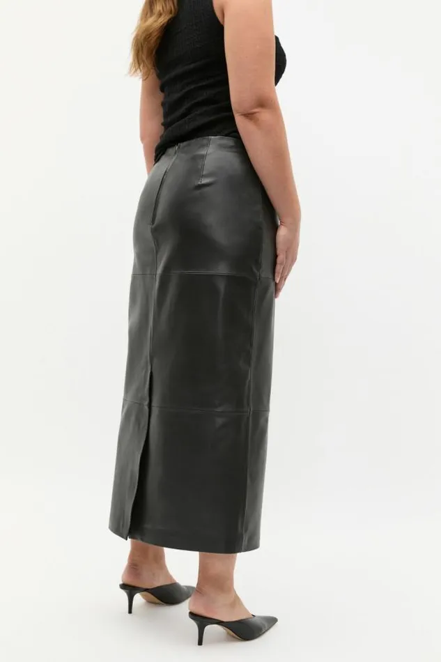 Women Skirts Seed Heritage Leather Column Skirt Black
