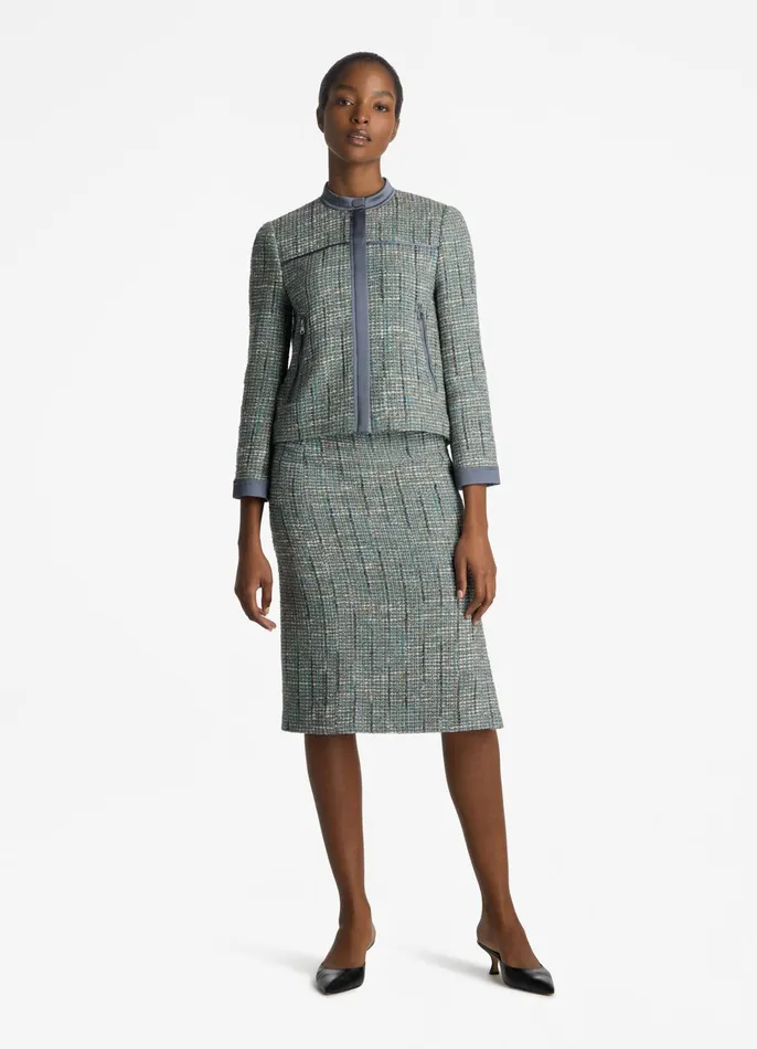 Women Skirts St John Lurex Tweed Skirt Slate Multi Women Skirts St John Lurex Tweed Skirt Slate Multi