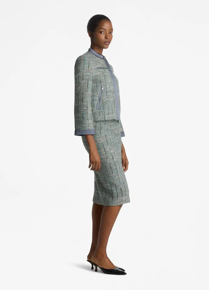 Women Skirts St John Lurex Tweed Skirt Slate Multi Women Skirts St John Lurex Tweed Skirt Slate Multi
