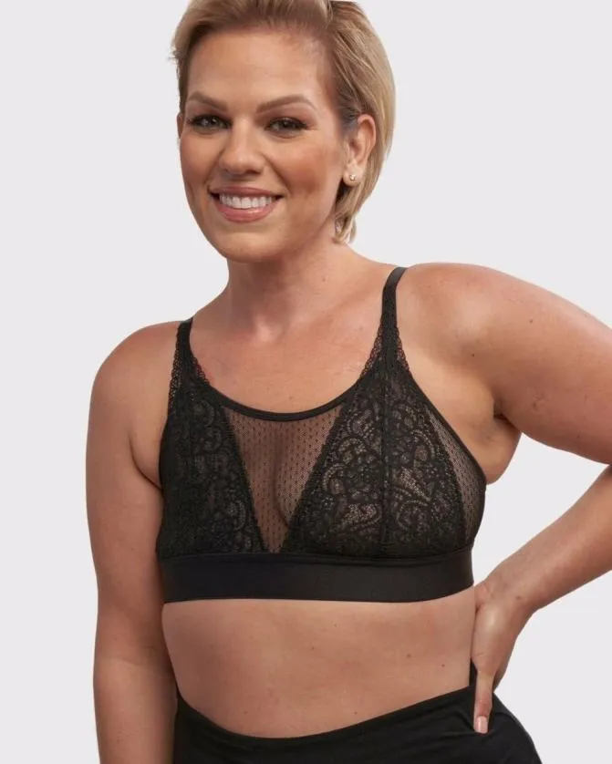 Women Soma Bralettes AnaOno Wireless Pocketed Cupless Lace Bralette Black