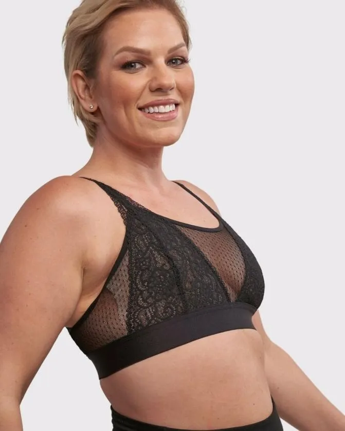 Women Soma Bralettes AnaOno Wireless Pocketed Cupless Lace Bralette Black