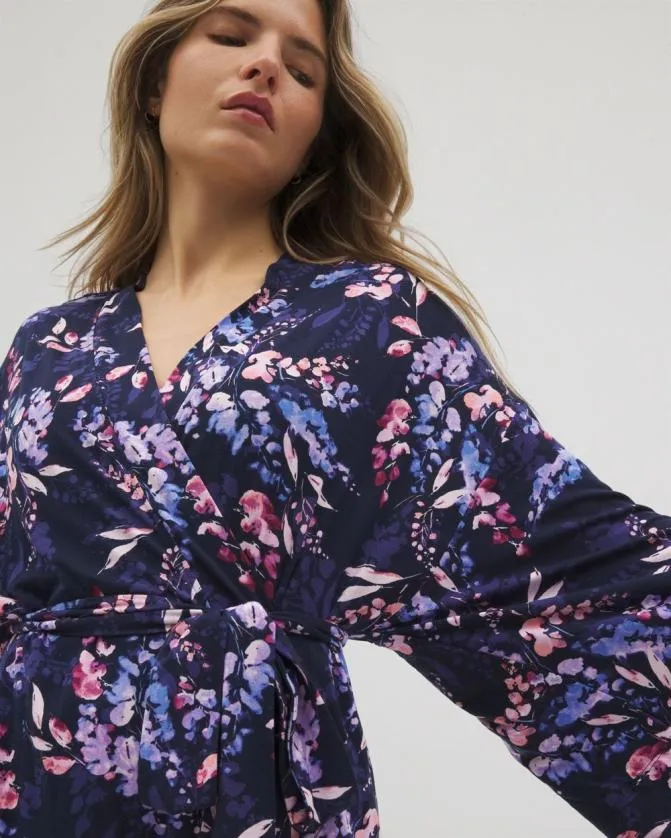 Women Soma Cool Nights Short Robe Bloom Brightly Navy