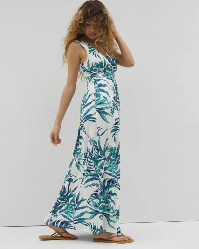 Women Soma Long Dresses Soft Jersey Goddess Maxi Bra Dress Palm Perfect G Coconut