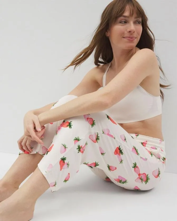 Women Soma Matching Separates Cool Nights Cropped Pants Berry Best Champagne