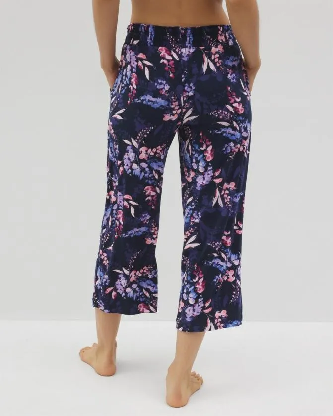 Women Soma Matching Separates Cool Nights Cropped Pants Bloom Brightly Navy