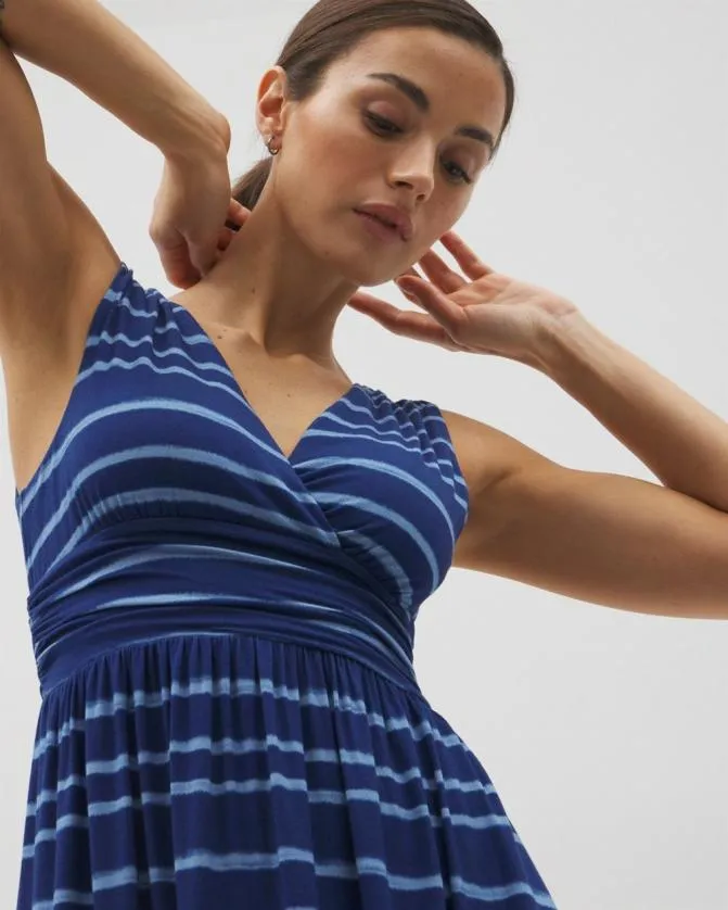 Women Soma Midi Dresses Soft Jersey Goddess Midi Bra Dress Oasis Stripe G Navy Peony