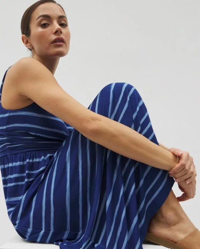 Women Soma Midi Dresses Soft Jersey Goddess Midi Bra Dress Oasis Stripe G Navy Peony