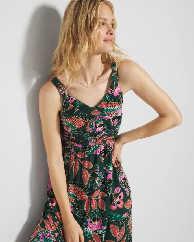 Women Soma Midi Dresses Soft Jersey Midi Bra Dress Parrotise Lush Emerald