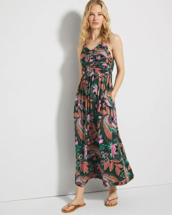 Women Soma Midi Dresses Soft Jersey Midi Bra Dress Parrotise Lush Emerald