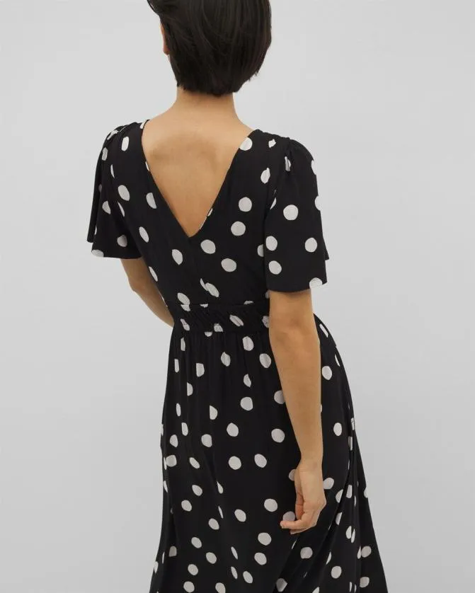 Women Soma Midi Dresses Soft Jersey Oasis Midi Bra Dress Movement Dot Black