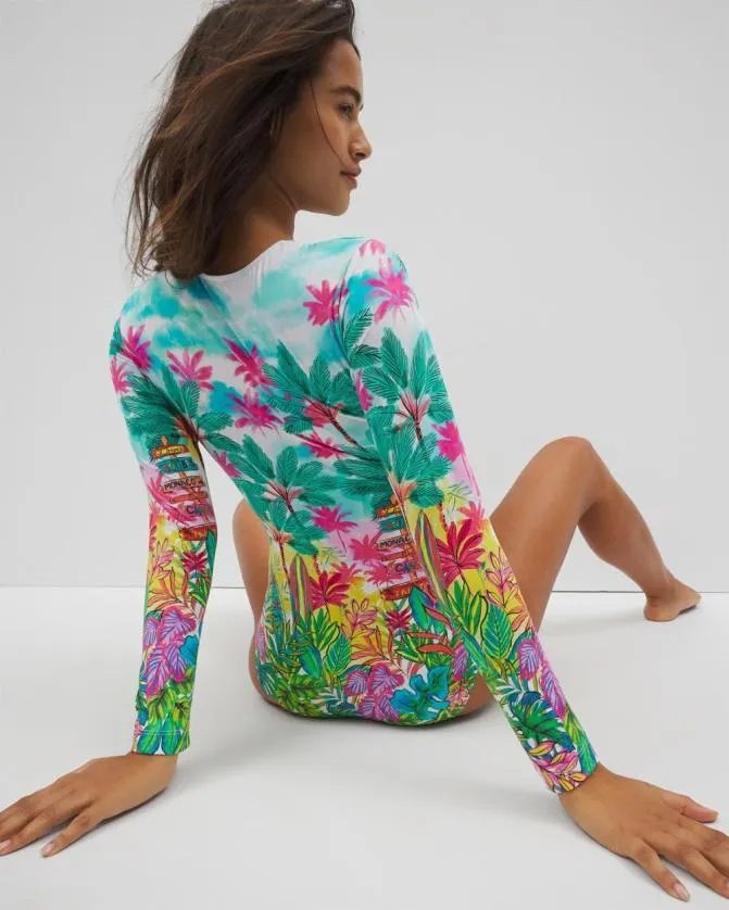 Women Soma One Piece Suits Bleu Rod St Tropez LongSleeve Zip OnePiece Suit Multi