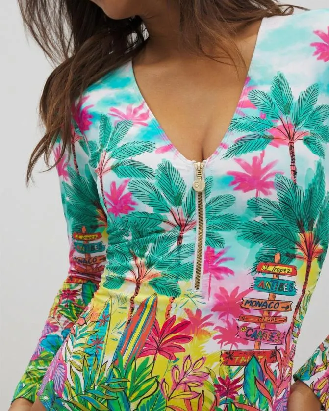 Women Soma One Piece Suits Bleu Rod St Tropez LongSleeve Zip OnePiece Suit Multi