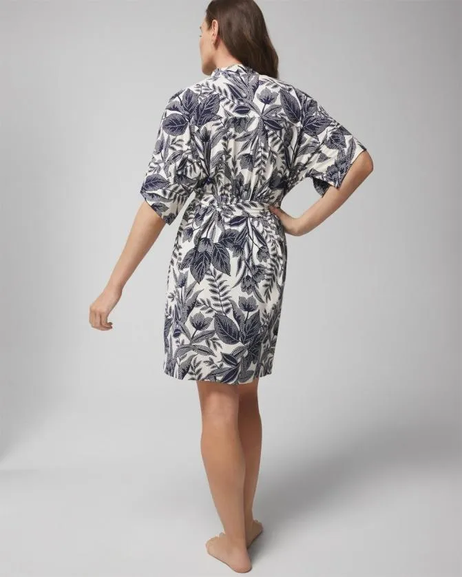 Women Soma Robes Cool Nights Short Robe Patterned Palms Ws Navy
