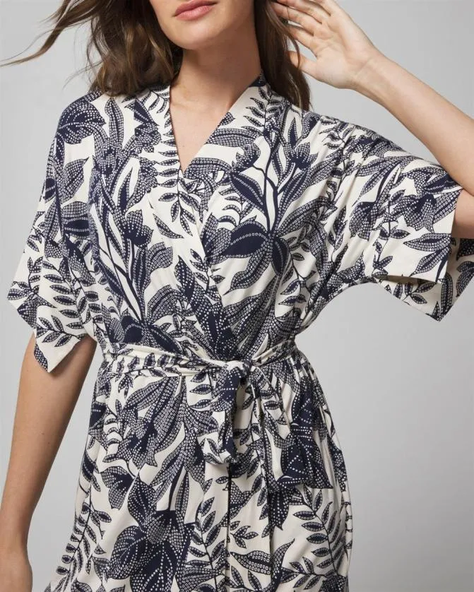 Women Soma Robes Cool Nights Short Robe Patterned Palms Ws Navy