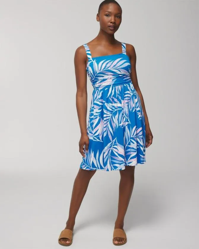 Women Soma Short Dresses Soft Jersey Rouched Short Bra Dress Pacifico Palms G Blue Women Soma Short Dresses Soft Jersey Rouched Short Bra Dress Pacifico Palms G Blue