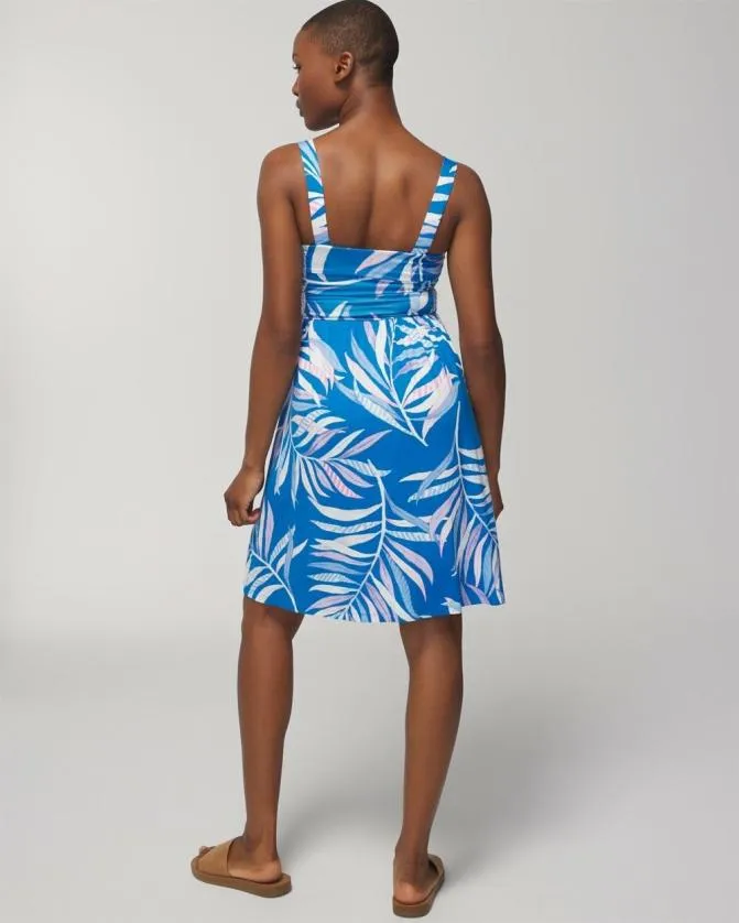Women Soma Short Dresses Soft Jersey Rouched Short Bra Dress Pacifico Palms G Blue