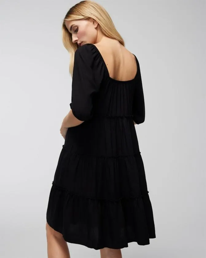 Women Soma Short Dresses Woven Tiered Short Bra Dress Bungalow Palms Coconut