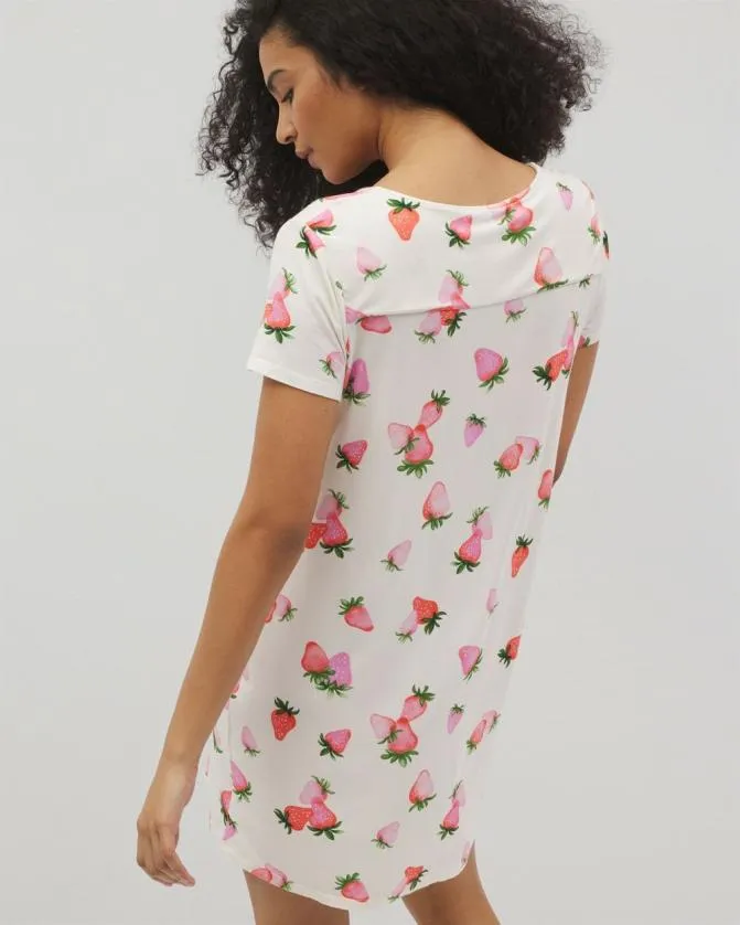 Women Soma Sleepshirts Cool Nights Short Sleeve Sleepshirt Berry Best Champagne