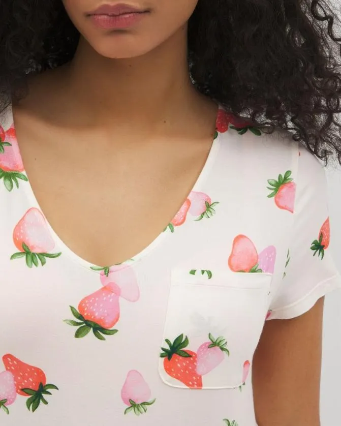 Women Soma Sleepshirts Cool Nights Short Sleeve Sleepshirt Berry Best Champagne