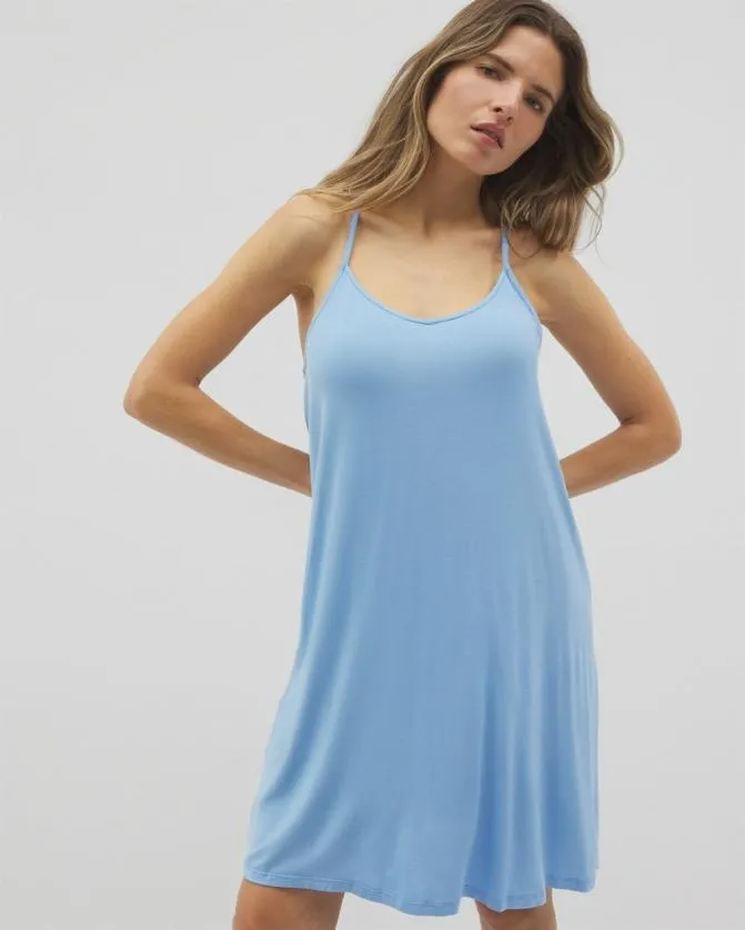 Women Soma Sleepshirts Cool Nights Strappy Sleepshirt Wishful Blue