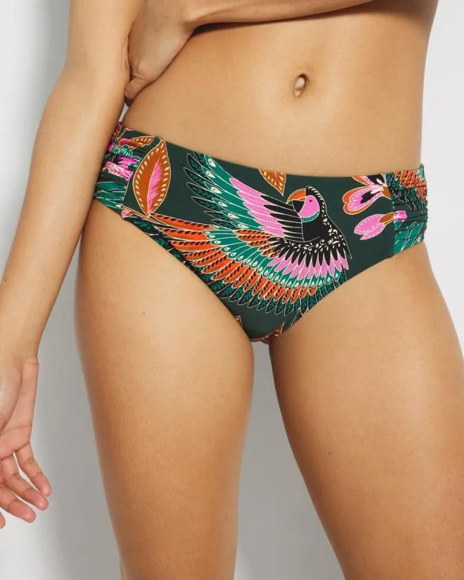 Women Soma Swim Bottoms Swim Ruched Side Bikini Bottom Parrotise Lush Emerald