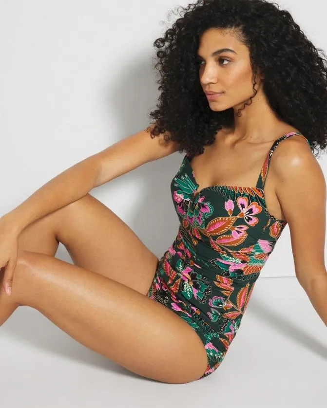 Women Soma Swim Bottoms Swim Ruched Side Bikini Bottom Parrotise Lush Emerald