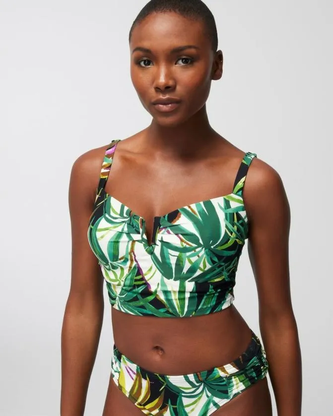 Women Soma Swim Tops Swim VWire Cropped Bikini Top Bungalow Palms Mini Ivory