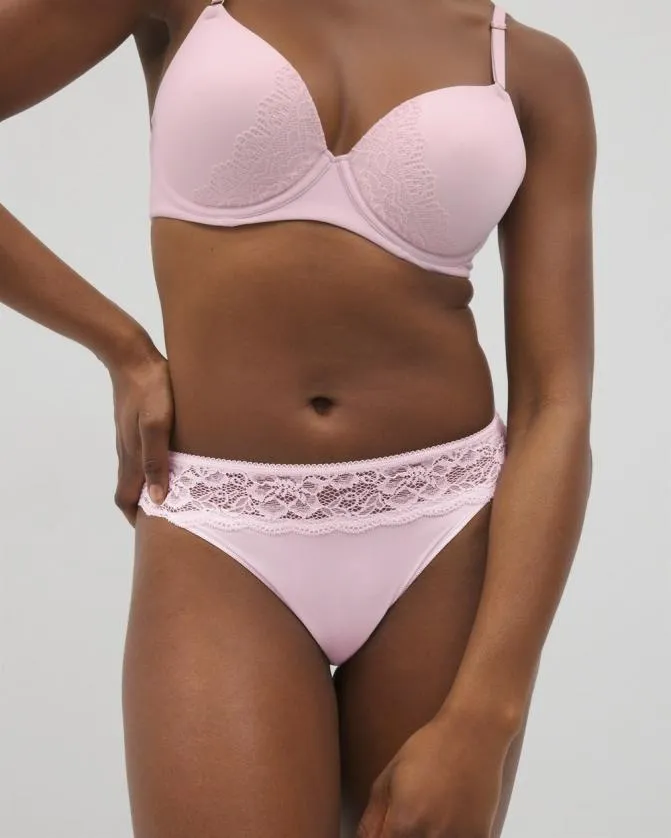 Women Soma Thongs Vanishing Edge Thong Panty With Lace Trim Sugar Coated