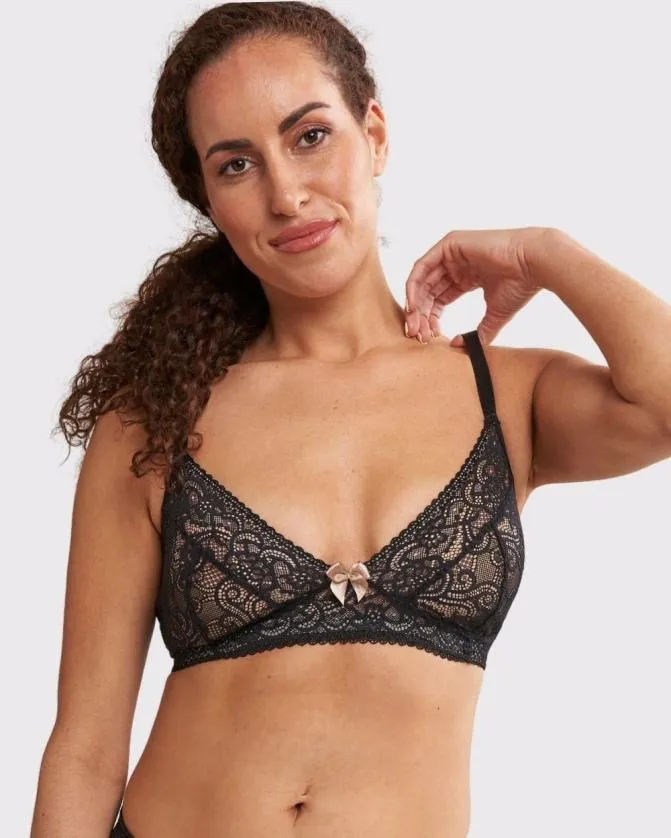 Women Soma Wireless Bras AnaOno Wireless Pocketed Lace Bra Black