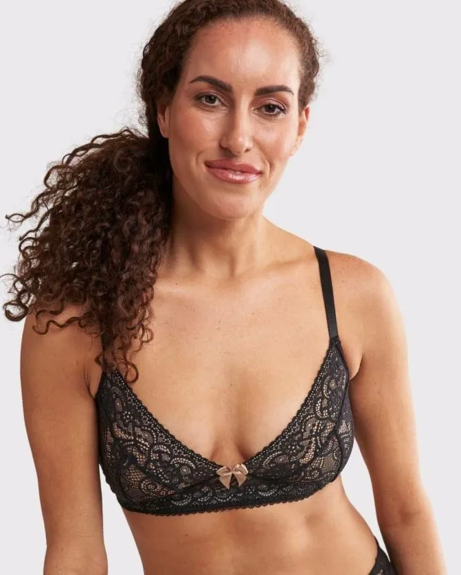 Women Soma Wireless Bras AnaOno Wireless Pocketed Lace Bra Black