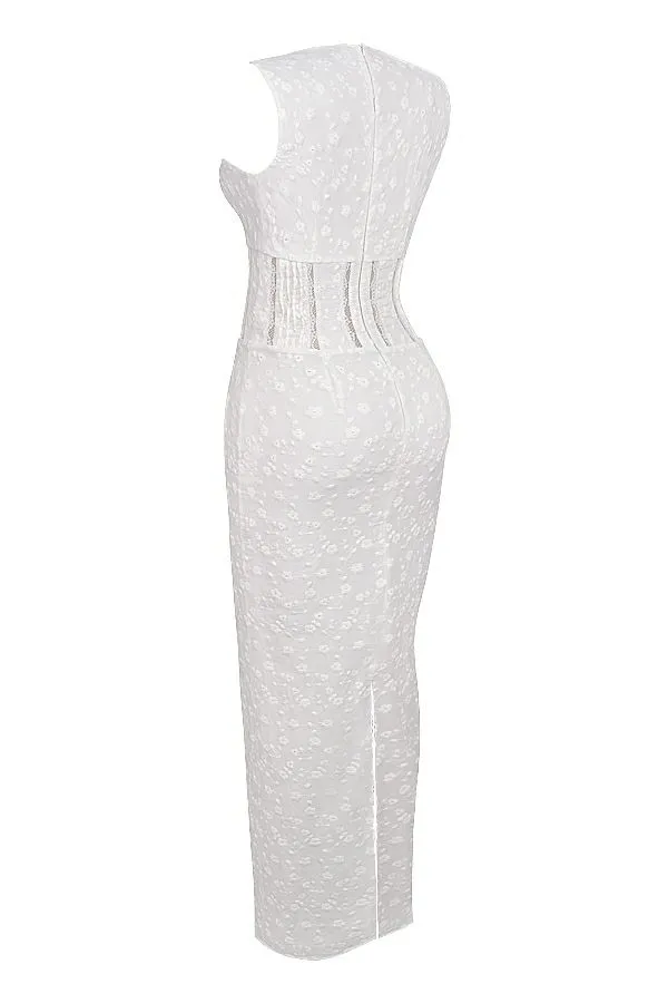 Women Sophina White Cotton Broderie Anglais Plunge Maxi Dress House Of CB Dresses Women Sophina White Cotton Broderie Anglais Plunge Maxi Dress House Of CB Dresses