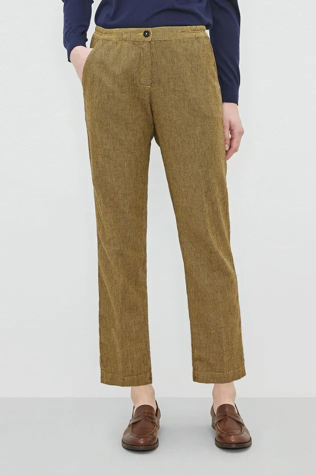 Women SPARUS 8211 Cotton Linen Cropped Trousers 8211 Mostarda Massimo Alba Trousers and Shorts Women SPARUS 8211 Cotton Linen Cropped Trousers 8211 Mostarda Massimo Alba Trousers and Shorts