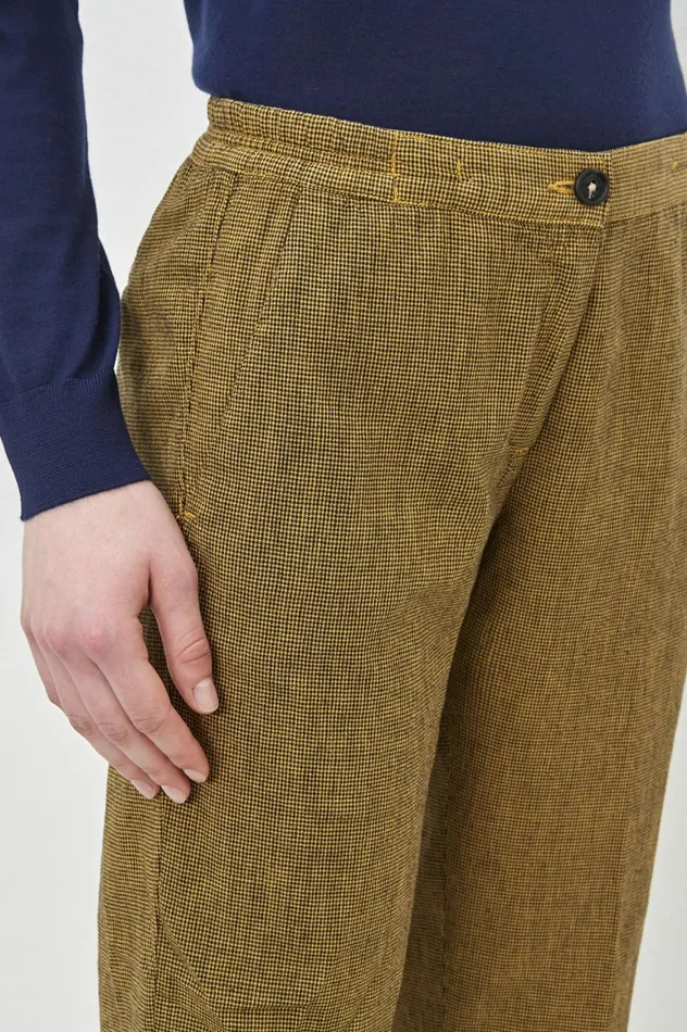 Women SPARUS 8211 Cotton Linen Cropped Trousers 8211 Mostarda Massimo Alba Trousers and Shorts Women SPARUS 8211 Cotton Linen Cropped Trousers 8211 Mostarda Massimo Alba Trousers and Shorts