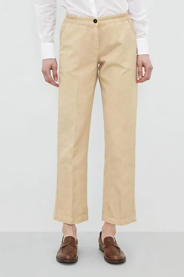Women SPARUS 8211 Cotton Linen Panama Cropped Trousers 8211 Sabbia Massimo Alba Trousers and Shorts Women SPARUS 8211 Cotton Linen Panama Cropped Trousers 8211 Sabbia Massimo Alba Trousers and Shorts