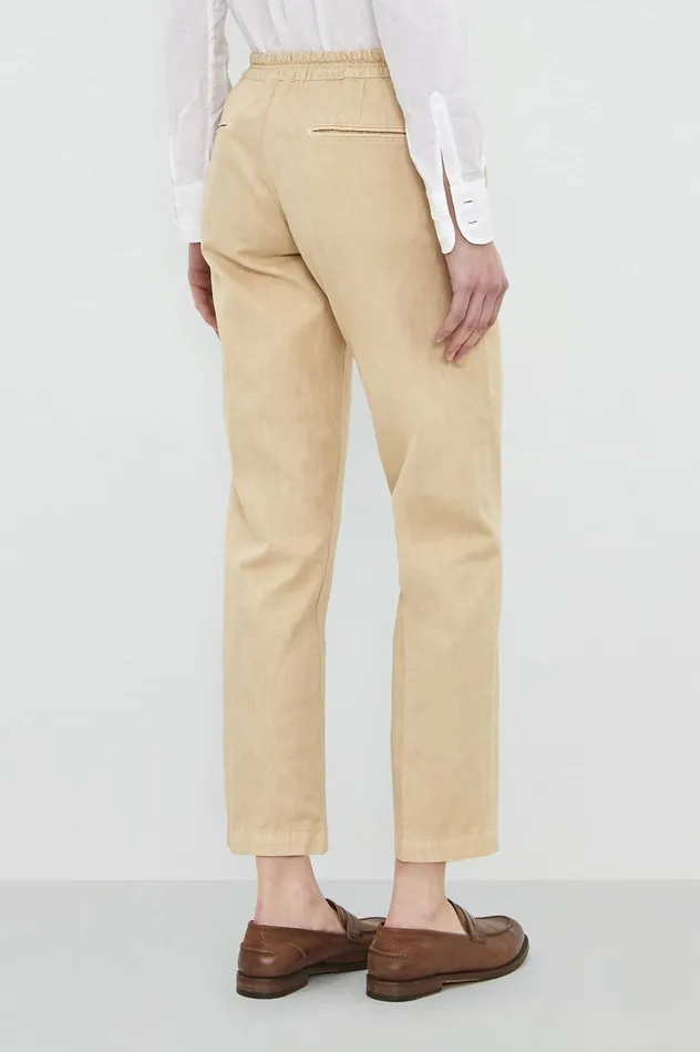 Women SPARUS 8211 Cotton Linen Panama Cropped Trousers 8211 Sabbia Massimo Alba Trousers and Shorts Women SPARUS 8211 Cotton Linen Panama Cropped Trousers 8211 Sabbia Massimo Alba Trousers and Shorts