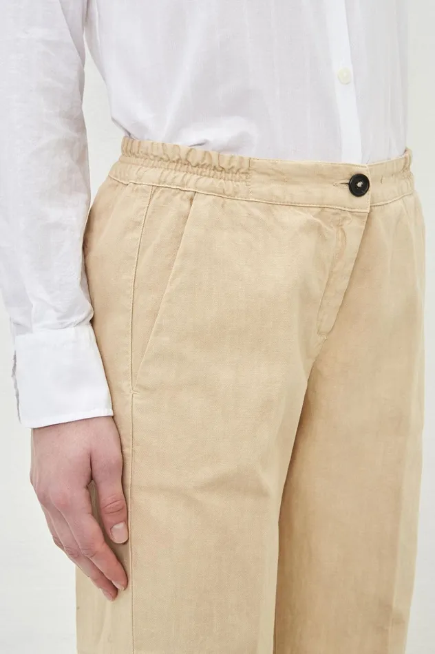Women SPARUS 8211 Cotton Linen Panama Cropped Trousers 8211 Sabbia Massimo Alba Trousers and Shorts Women SPARUS 8211 Cotton Linen Panama Cropped Trousers 8211 Sabbia Massimo Alba Trousers and Shorts