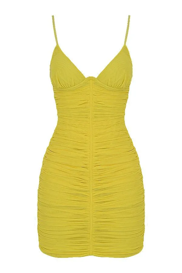 Women SPOTLIGHT MISTRESS ROCKS LEMON PLUNGE MESH DRESS House Of CB Dresses