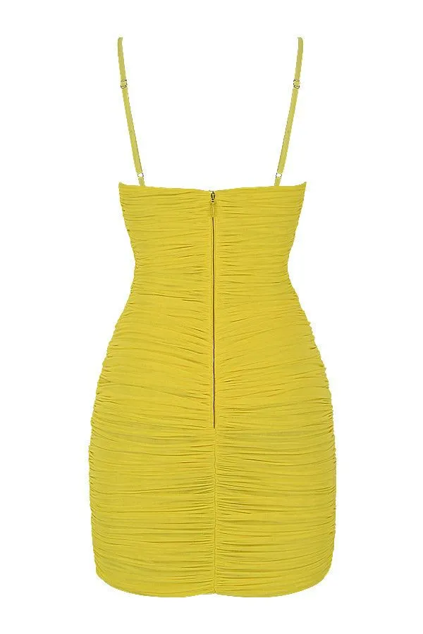 Women SPOTLIGHT MISTRESS ROCKS LEMON PLUNGE MESH DRESS House Of CB Dresses