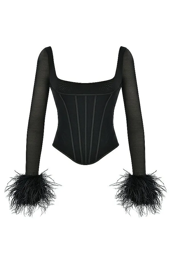 Women Stella Black Mesh Trimmed Corset House Of CB Corsets Women Stella Black Mesh Trimmed Corset House Of CB Corsets