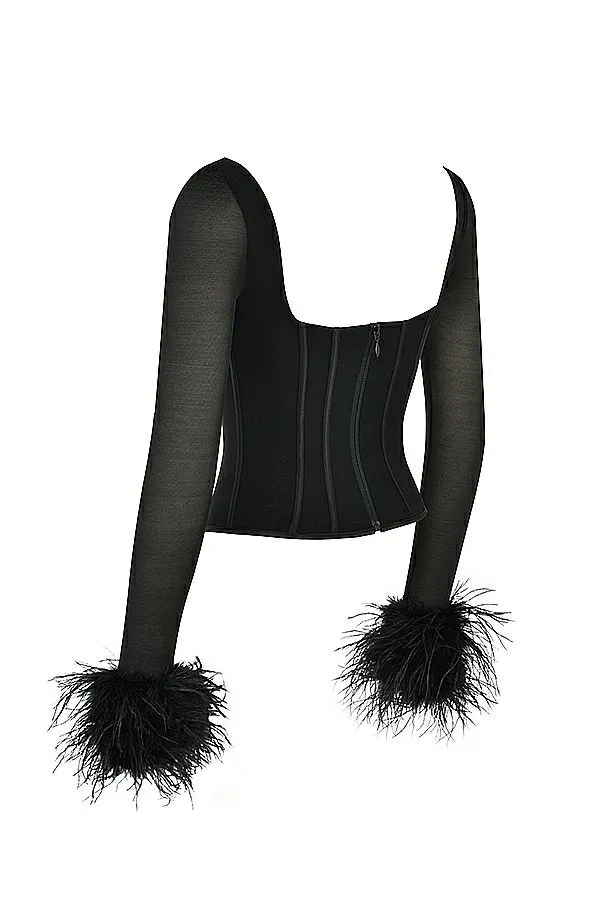 Women Stella Black Mesh Trimmed Corset House Of CB Corsets Women Stella Black Mesh Trimmed Corset House Of CB Corsets