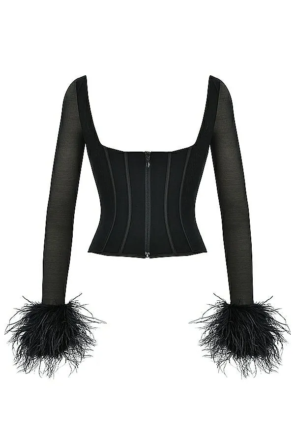 Women Stella Black Mesh Trimmed Corset House Of CB Corsets Women Stella Black Mesh Trimmed Corset House Of CB Corsets