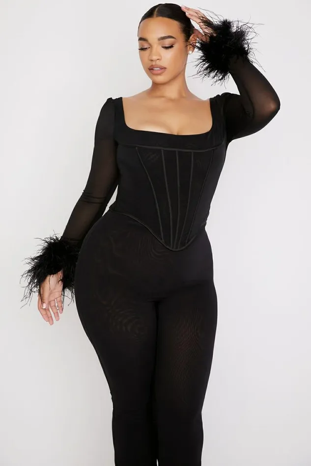 Women Stella Black Mesh Trimmed Corset House Of CB Corsets Women Stella Black Mesh Trimmed Corset House Of CB Corsets