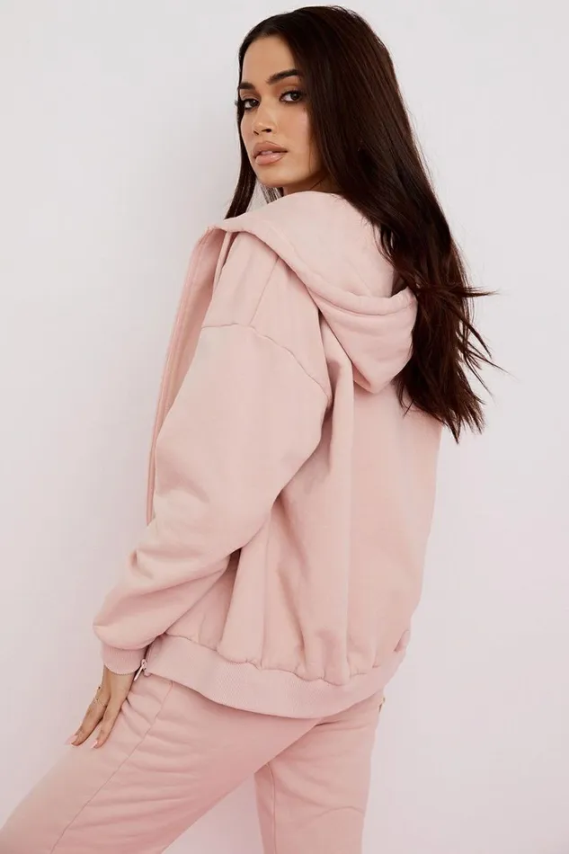 Women Storm Blush Blush Zip Through Hoodie House Of CB Tops Women Storm Blush Blush Zip Through Hoodie House Of CB Tops