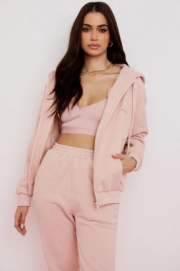 Women Storm Blush Blush Zip Through Hoodie House Of CB Tops Women Storm Blush Blush Zip Through Hoodie House Of CB Tops