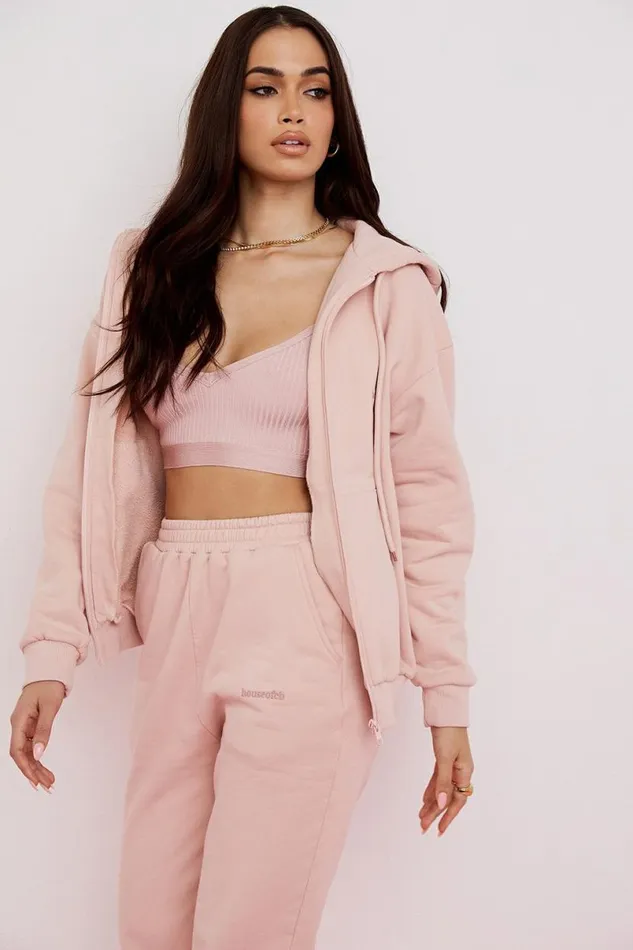 Women Storm Blush Blush Zip Through Hoodie House Of CB Tops Women Storm Blush Blush Zip Through Hoodie House Of CB Tops