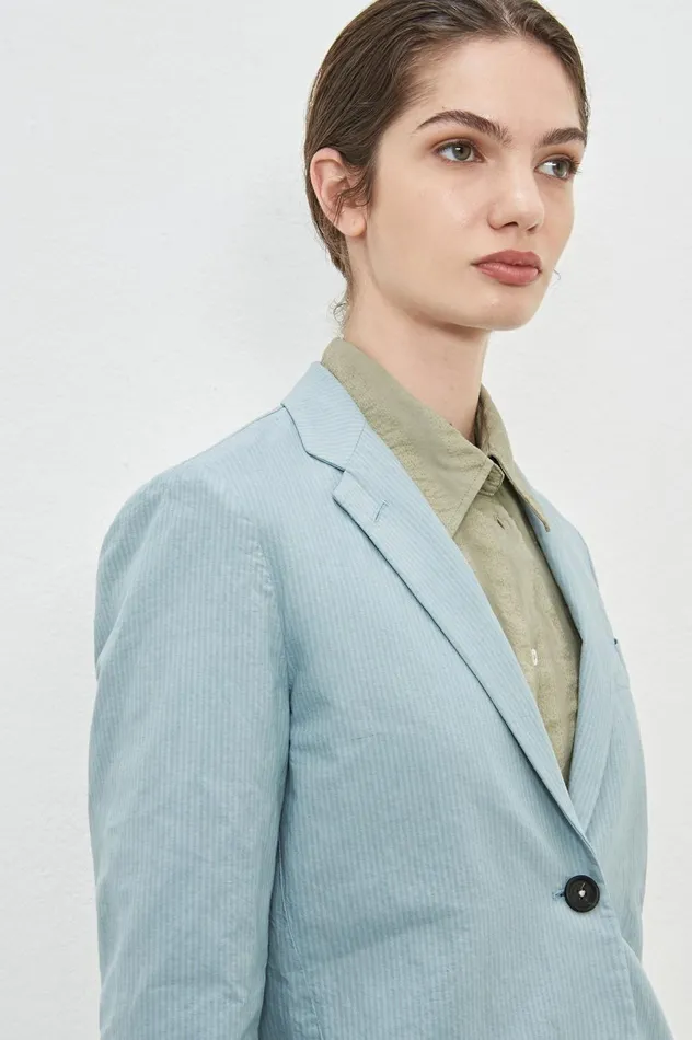 Women STROMBOLI 8211 Cotton Linen Singlebreasted Jacket 8211 Avio Massimo Alba Jackets and Coats Women STROMBOLI 8211 Cotton Linen Singlebreasted Jacket 8211 Avio Massimo Alba Jackets and Coats