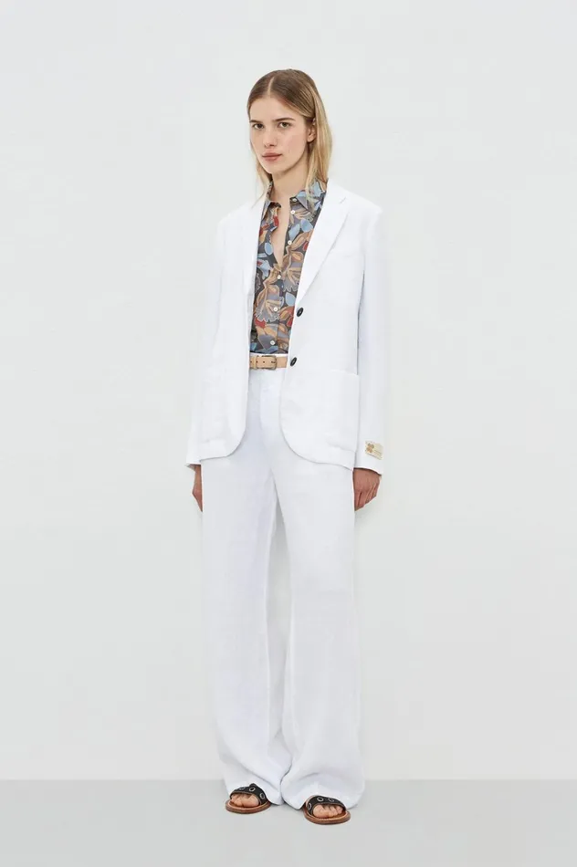 Women STROMBOLI 8211 Linen Singlebreasted Jacket 8211 Bianco Massimo Alba Jackets and Coats Women STROMBOLI 8211 Linen Singlebreasted Jacket 8211 Bianco Massimo Alba Jackets and Coats