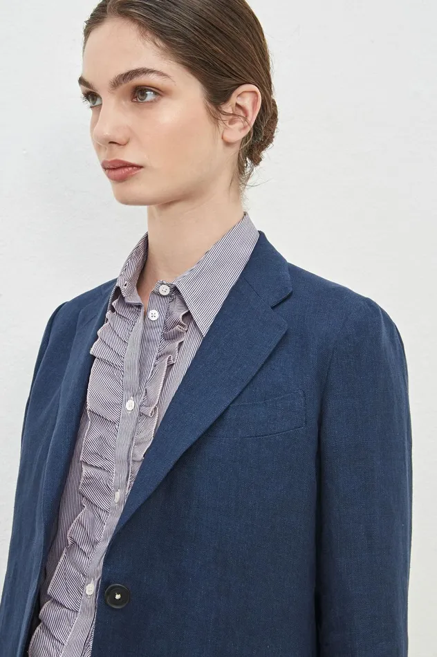 Women STROMBOLI 8211 Linen Singlebreasted Jacket 8211 Blu Massimo Alba Jackets and Coats Women STROMBOLI 8211 Linen Singlebreasted Jacket 8211 Blu Massimo Alba Jackets and Coats