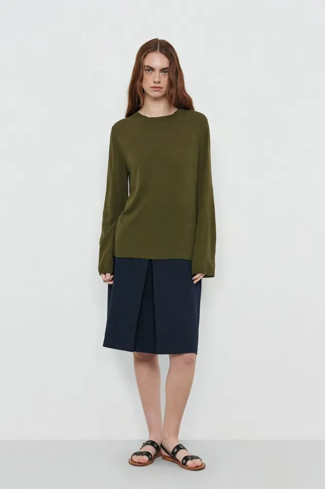 Women SUSAN 8211 Silk Boatneck Sweater 8211 Military Massimo Alba Knitwear